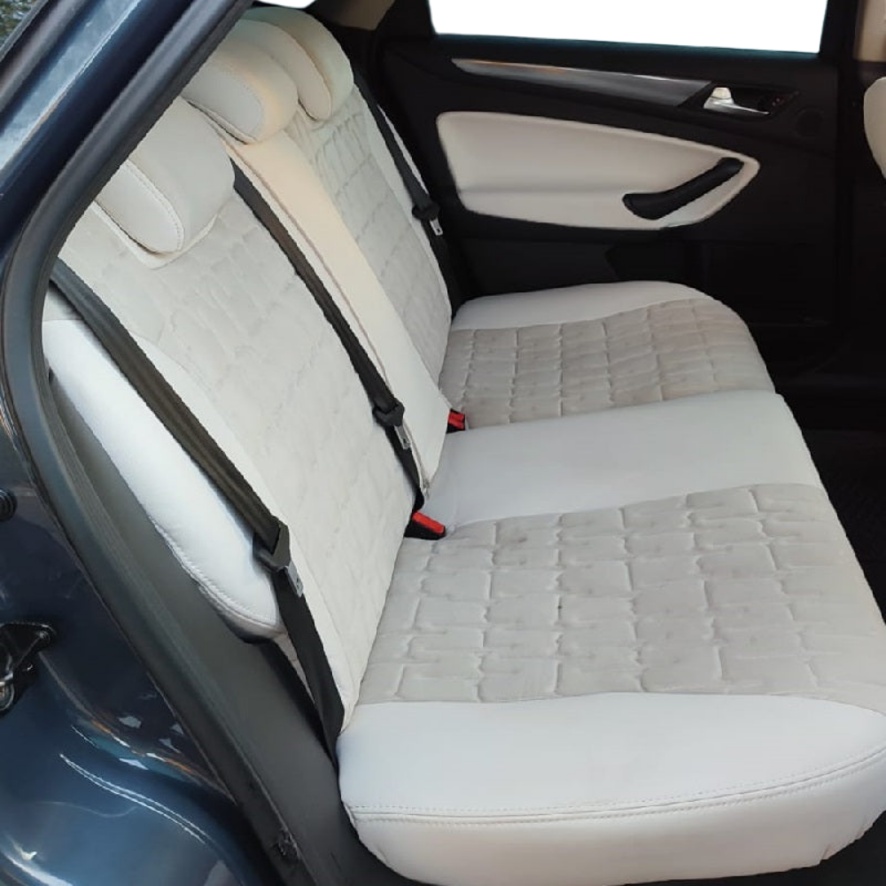 Side Leather Center Suede Pattern Rhythm Stitch Cream